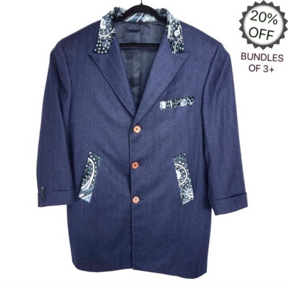 David August | Jacket Unique Blue Paisley | 50 XXL